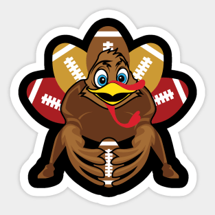 'Turkey and Football' Cool Thanksgiving Football Sticker